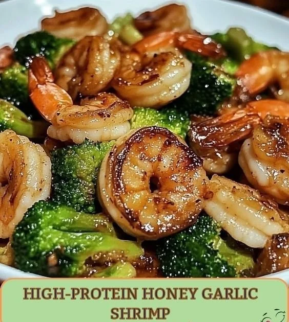 High-protein honey garlic shrimp dish served on a plate