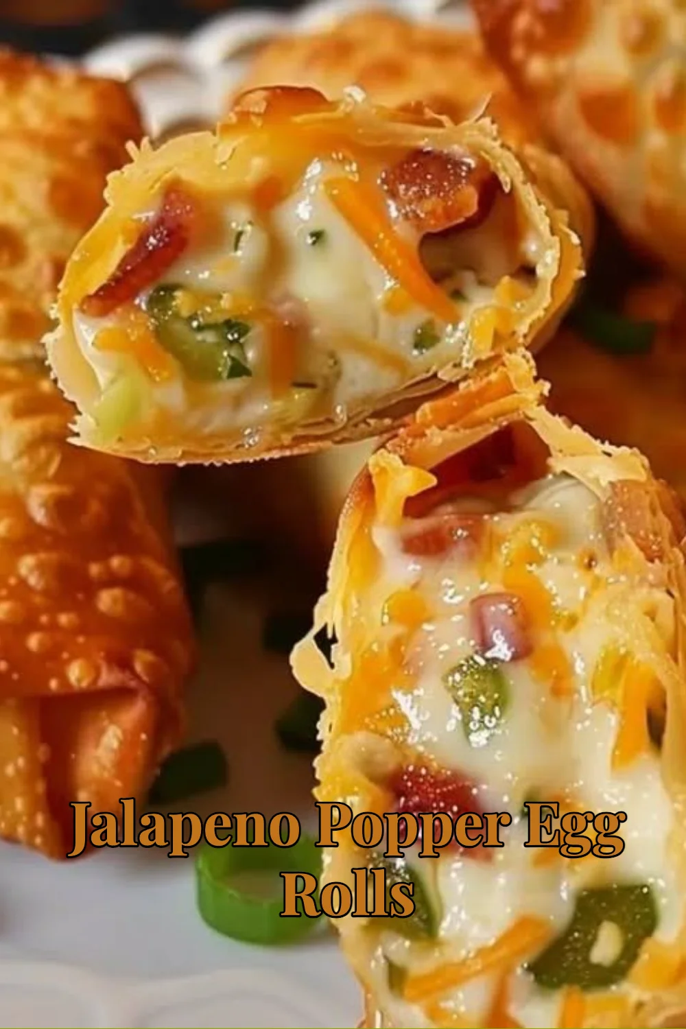Crispy jalapeno popper egg rolls served with creamy dip
