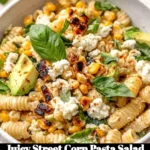 Juicy street corn pasta salad served in a bright bowl