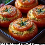 Old-fashioned stuffed tomatoes recipe with fresh ingredients and savory filling.