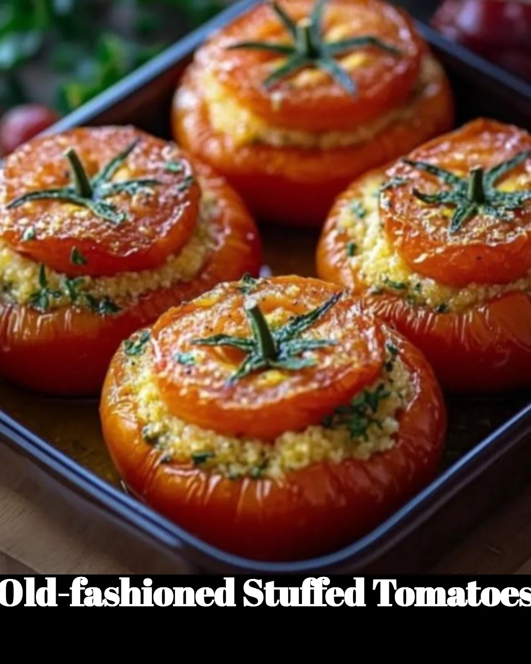 Old-fashioned stuffed tomatoes recipe with fresh ingredients and savory filling.
