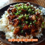 One-Pan Honey BBQ Chicken served with delicious rice