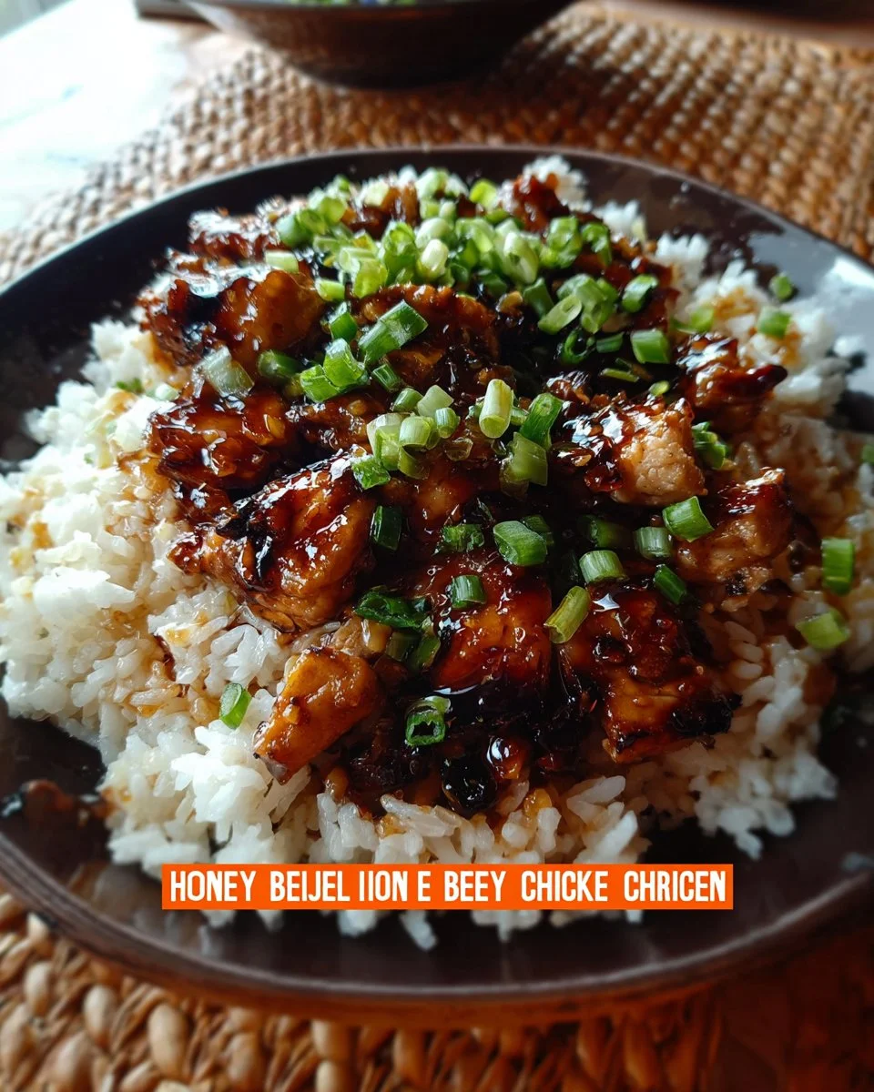 One-Pan Honey BBQ Chicken served with delicious rice