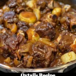 Delicious slow-cooked oxtails served with vegetables and gravy