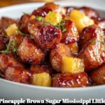Delicious Pineapple Brown Sugar Little Smokies Bites served on a platter