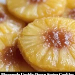 Pineapple upside-down sugar cookies with cherries and pineapple slices