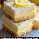 Delicious and refreshing lemon cream bars on a white plate.