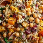 Roasted Chickpea and Veggie Harvest Salad with Maple Tahini Dressing