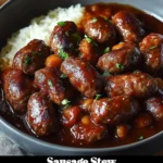 Delicious sausage stew with vegetables in a hearty bowl