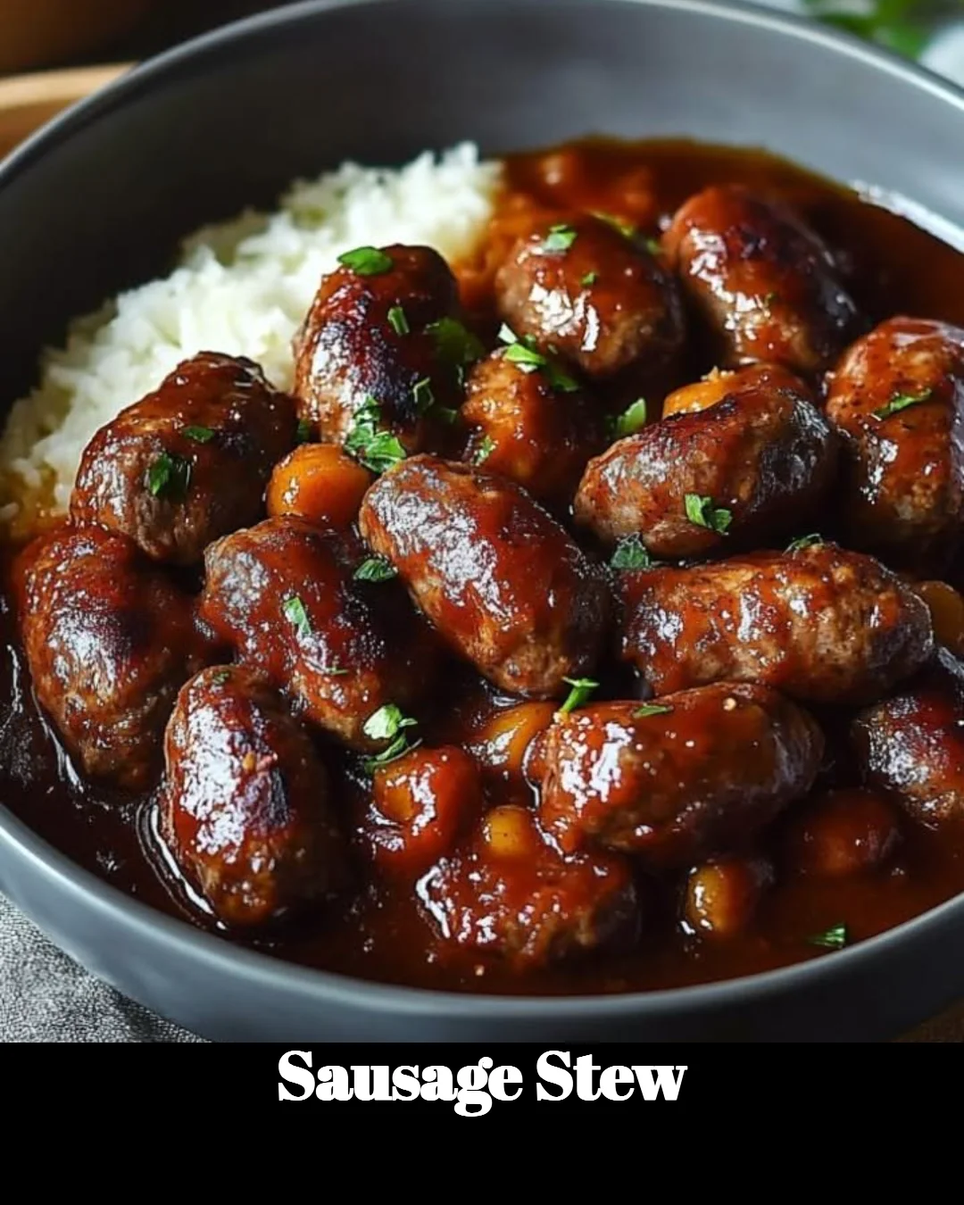 Delicious sausage stew with vegetables in a hearty bowl
