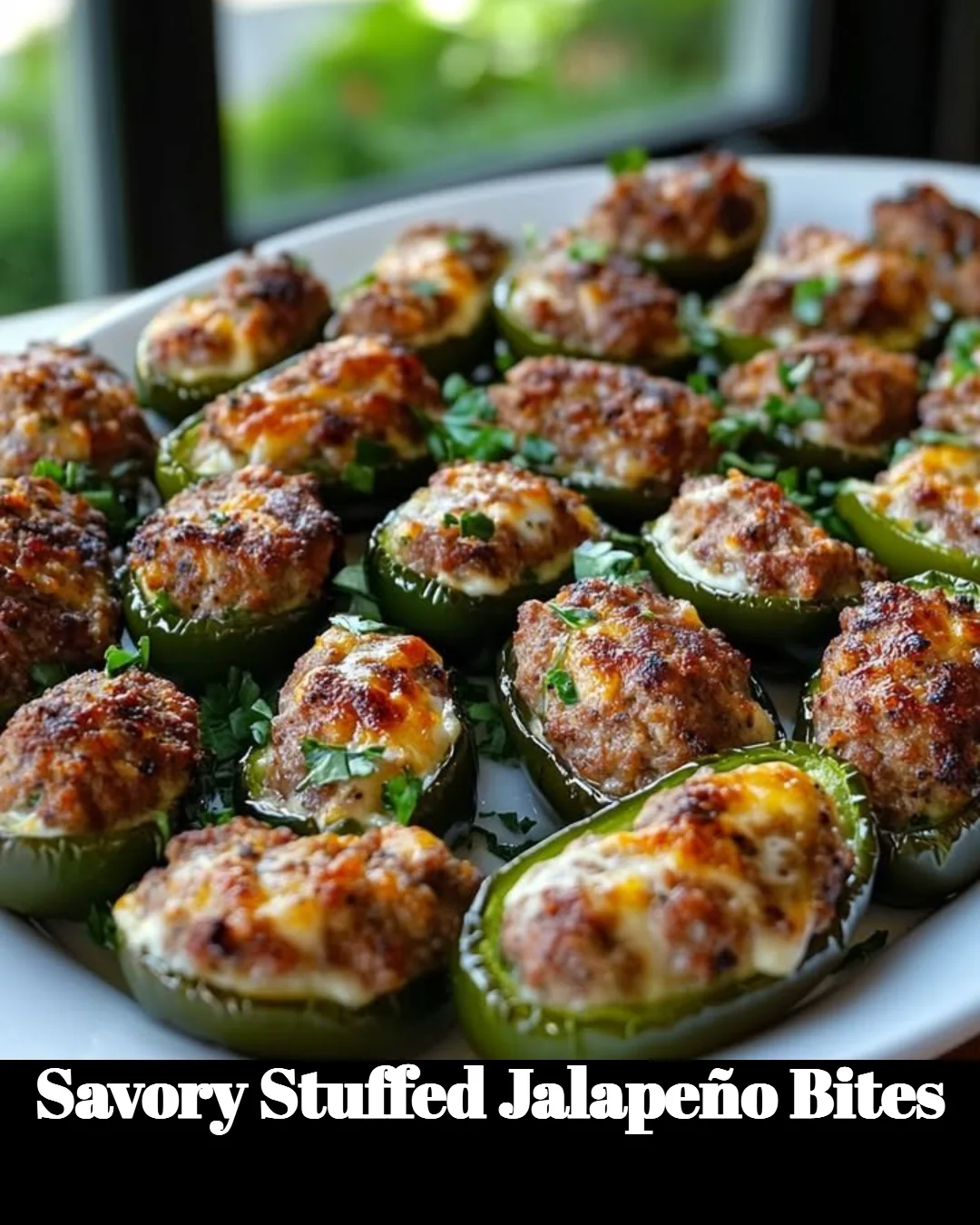 Savory stuffed jalapeño bites topped with melted cheese and herbs