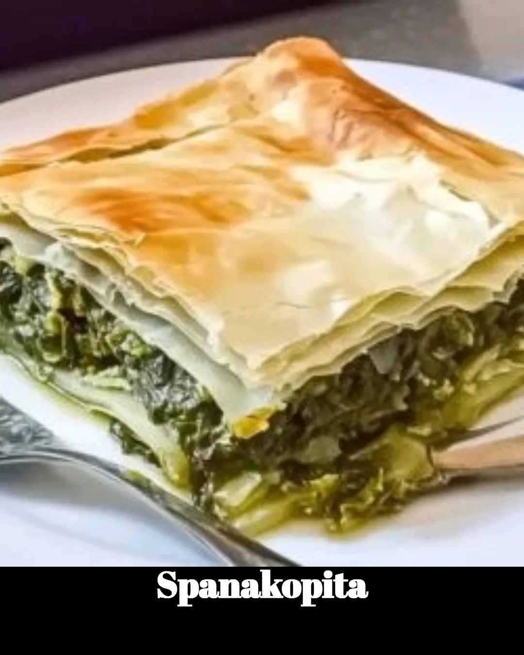 Homemade Spanakopita with flaky pastry filled with spinach and feta cheese