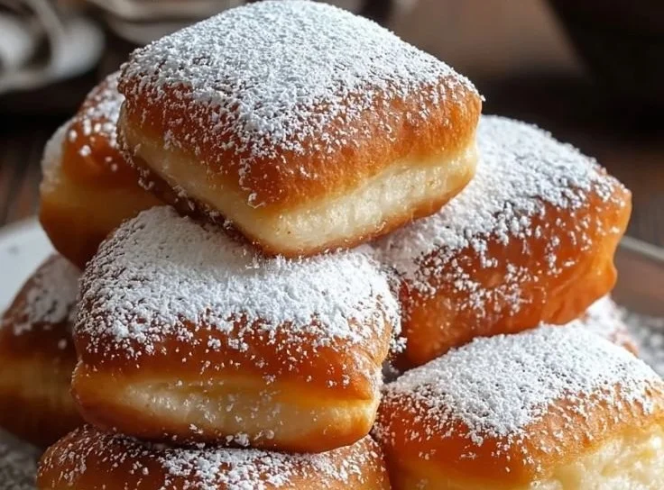 Delicious Vanilla French Beignets dusted with powdered sugar