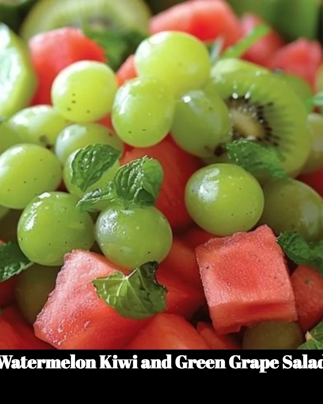 Fresh Watermelon Kiwi Salad with green grapes in a bowl