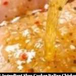 Plate of 3-ingredient slow cooker Italian chicken garnished with herbs