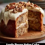 Delicious slice of Apple Pecan Spice Cake with nuts and apple slices