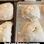 Delicious beef and potato casserole served in a ceramic dish