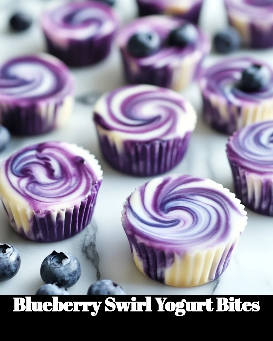 Blueberry swirl yogurt bites - a nutritious snack made with real blueberries
