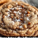 Plate of homemade brown butter coffee toffee cookies fresh out of the oven