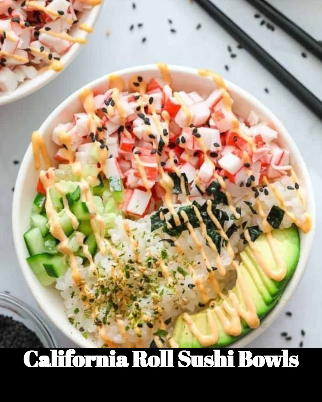 California Roll Sushi Bowl with fresh ingredients and vibrant presentation.