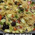Colorful California Spaghetti Salad with fresh vegetables and dressing