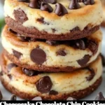 Cheesecake chocolate chip cookies with a golden crust and creamy filling.