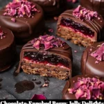 Chocolate-enrobed berry jelly delights on a plate