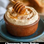 Delicious homemade cinnamon honey butter spread on warm bread