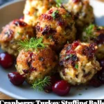 Cranberry Turkey Stuffing Balls served on a festive plate