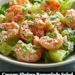 Creamy shrimp remoulade salad served in a bowl with fresh vegetables