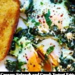 Creamy spinach and Greek yogurt eggs served in a bowl for a healthy breakfast