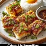 Crispy air-fryer rice served in a bowl with toppings