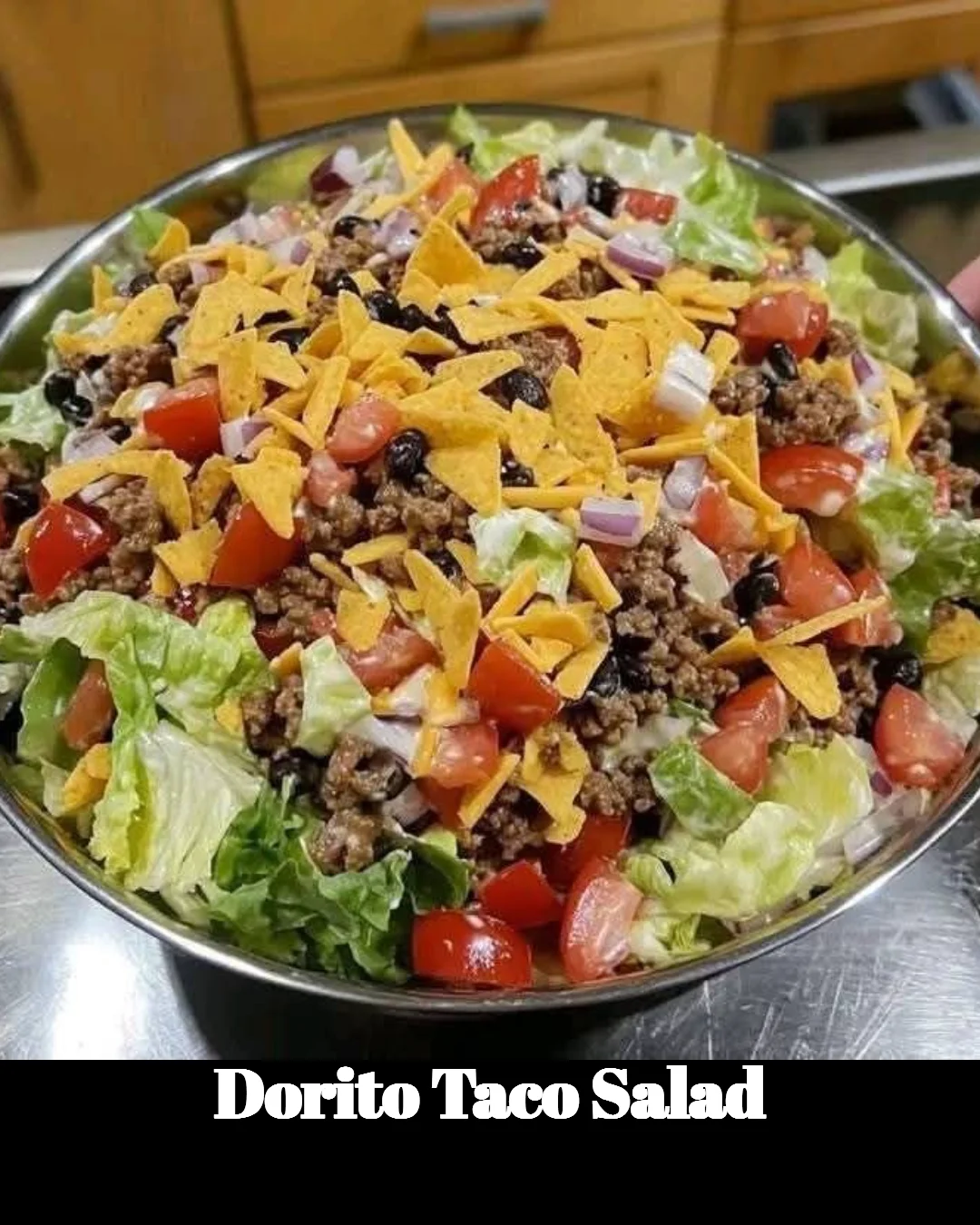 Colorful Dorito Taco Salad with vibrant toppings and crunchy chips