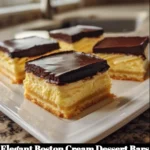 Elegant Boston Cream Dessert Bars topped with chocolate glaze and creamy filling