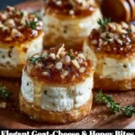 Elegant goat-cheese and honey bites served on a platter