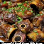A delicious bowl of flavorful beef short rib stew garnished with herbs.