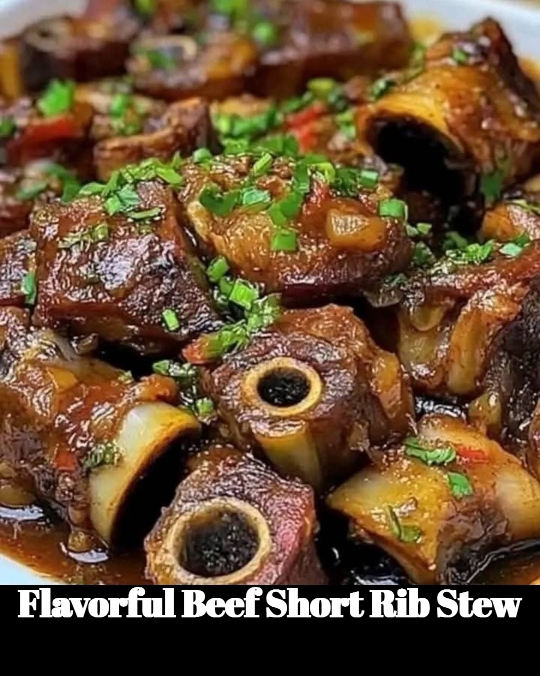 A delicious bowl of flavorful beef short rib stew garnished with herbs.