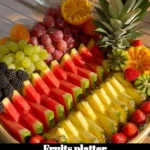 A colorful fruits platter featuring a variety of fresh fruits.