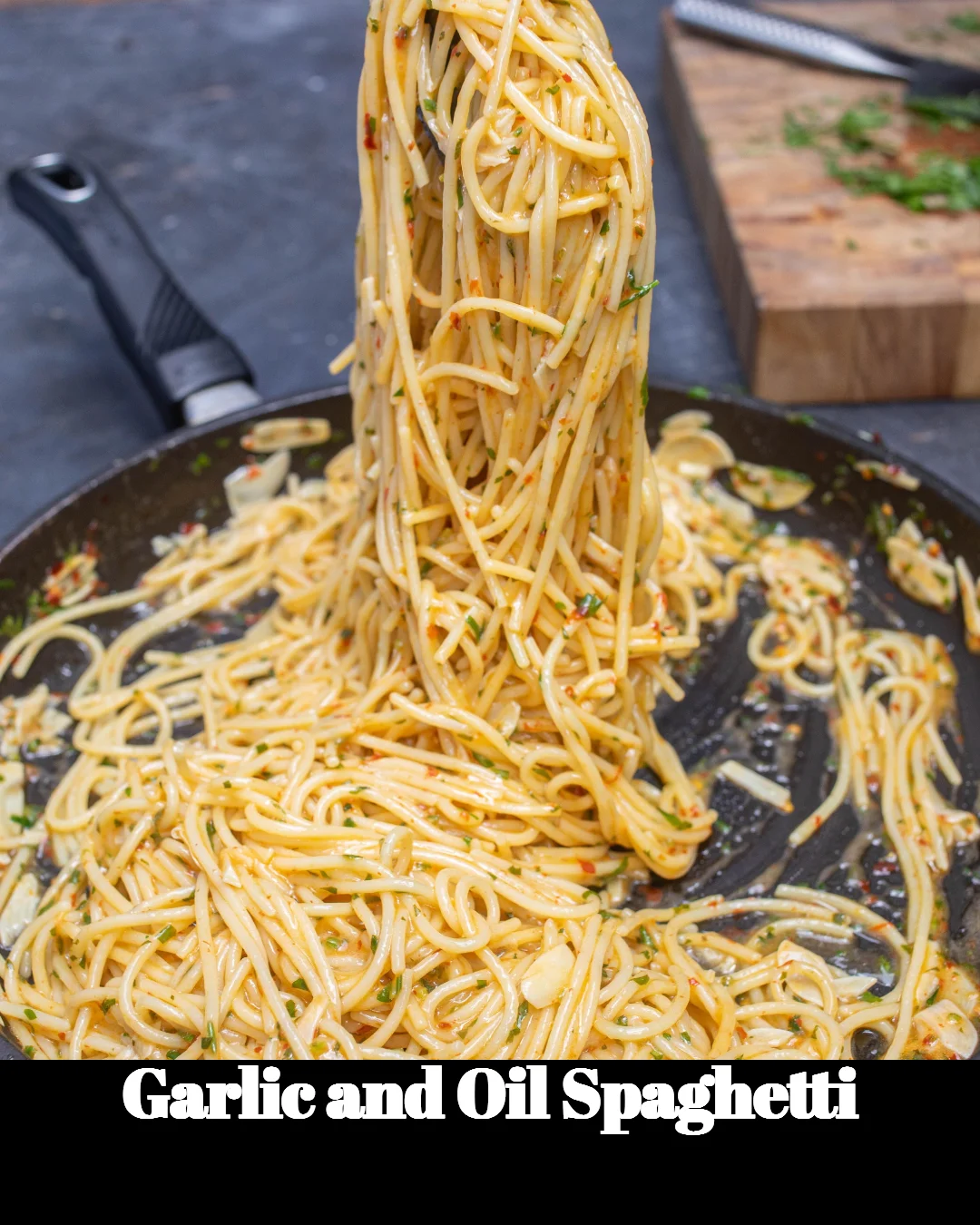 Delicious Garlic and Oil Spaghetti served in a bowl with fresh parsley