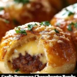 Delicious Garlic Parmesan Cheeseburger Bombs ready to serve.