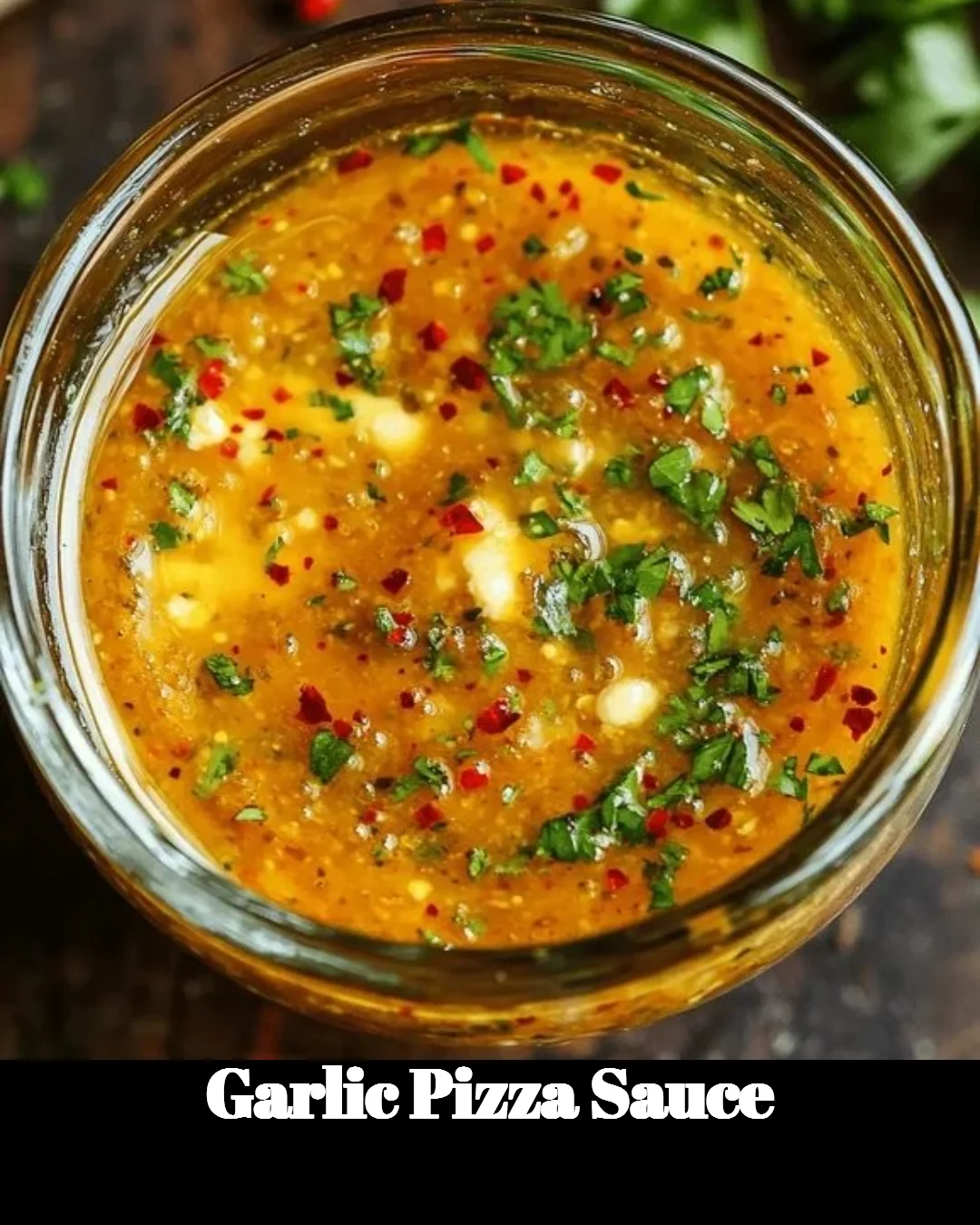 A bowl of garlic pizza sauce ready for spreading on dough.