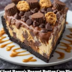 Giant Reese’s Peanut Butter Cup Pie with chocolate and peanut butter layers