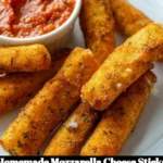 Delicious homemade mozzarella cheese sticks ready to be served