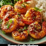Delicious honey garlic shrimp served with vegetables on a plate