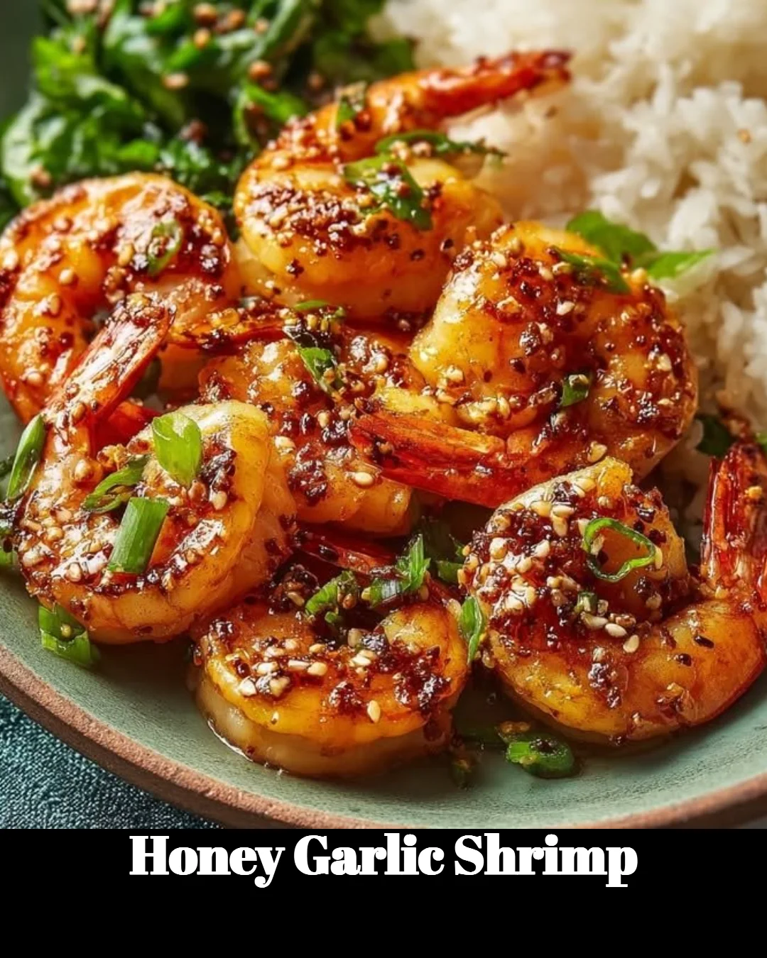 Delicious honey garlic shrimp served with vegetables on a plate