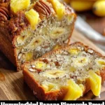Deliciously moist Hummingbird Banana Pineapple Bread with chunks of banana and pineapple