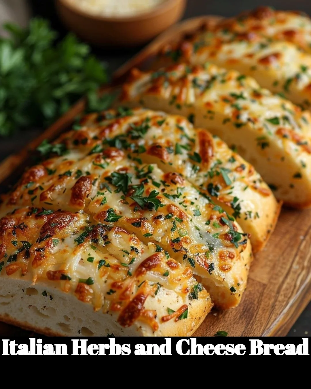 Delicious Italian herbs and cheese bread, freshly baked with aromatic herbs
