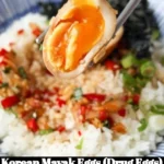 Delicious Korean Mayak Eggs (Drug Eggs) served in a bowl with seasoning.