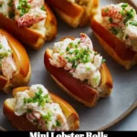 A plate of delicious mini lobster rolls garnished with herbs.
