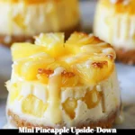 Mini Pineapple Upside-Down Cheesecakes garnished with cherries and pineapple slices